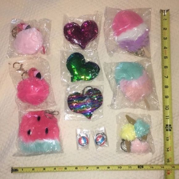 Fuzzy Ice Cream Cone Pom Pom Keychains (Set of 3) - Picture 7 of 8